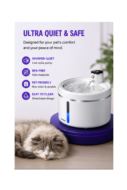 AquaPaw Flow™ — Smart Wireless Pet Fountain