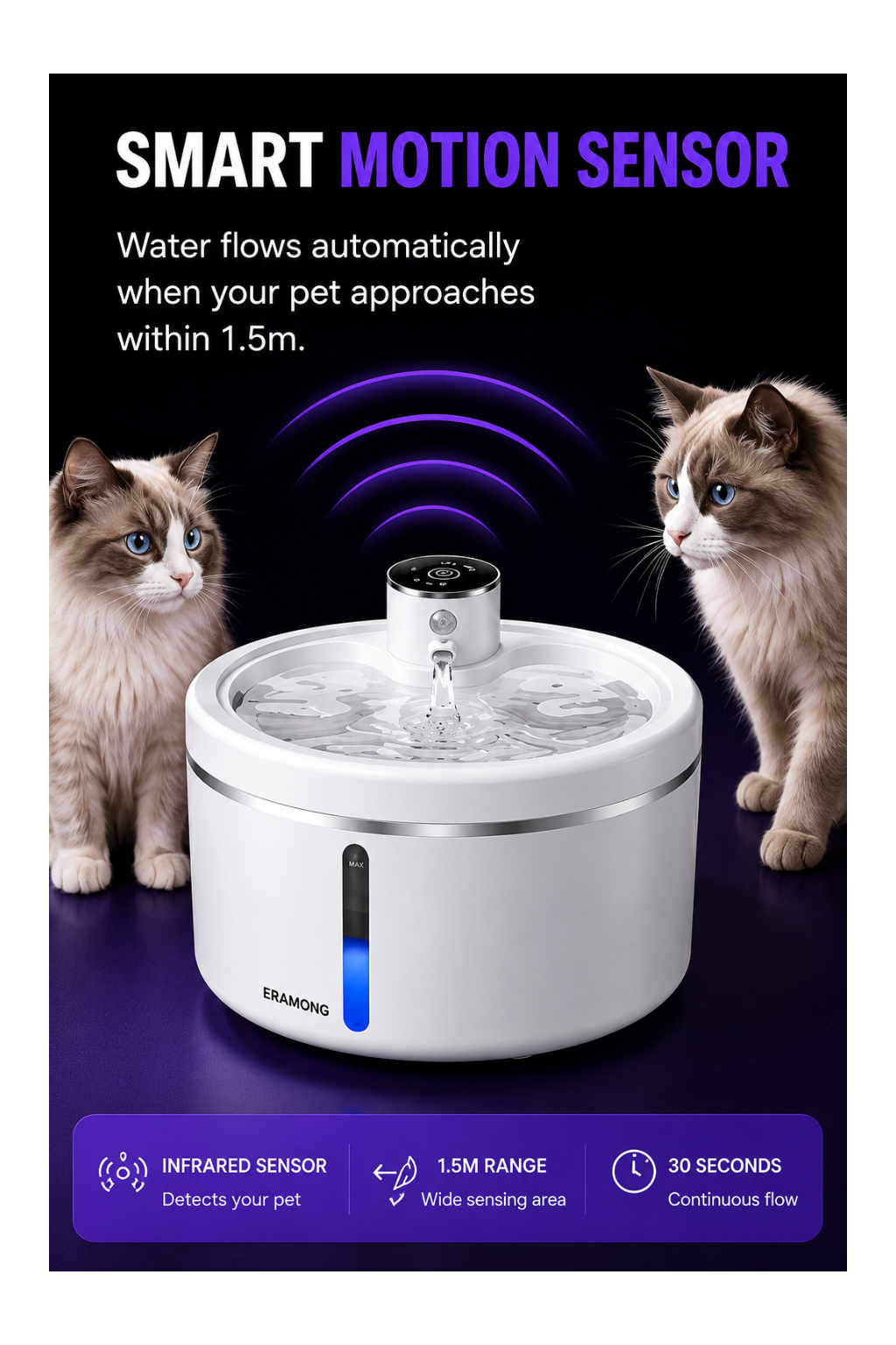 AquaPaw Flow™ — Smart Wireless Pet Fountain
