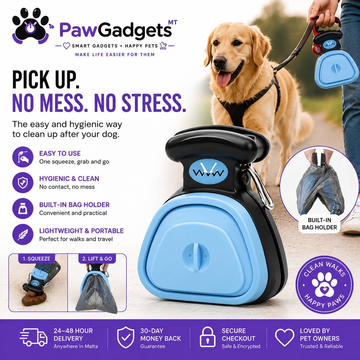 No-Touch Foldable Dog Poop Scooper